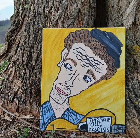 Hand Crafted Other - Woody Guthrie Portrait Painting